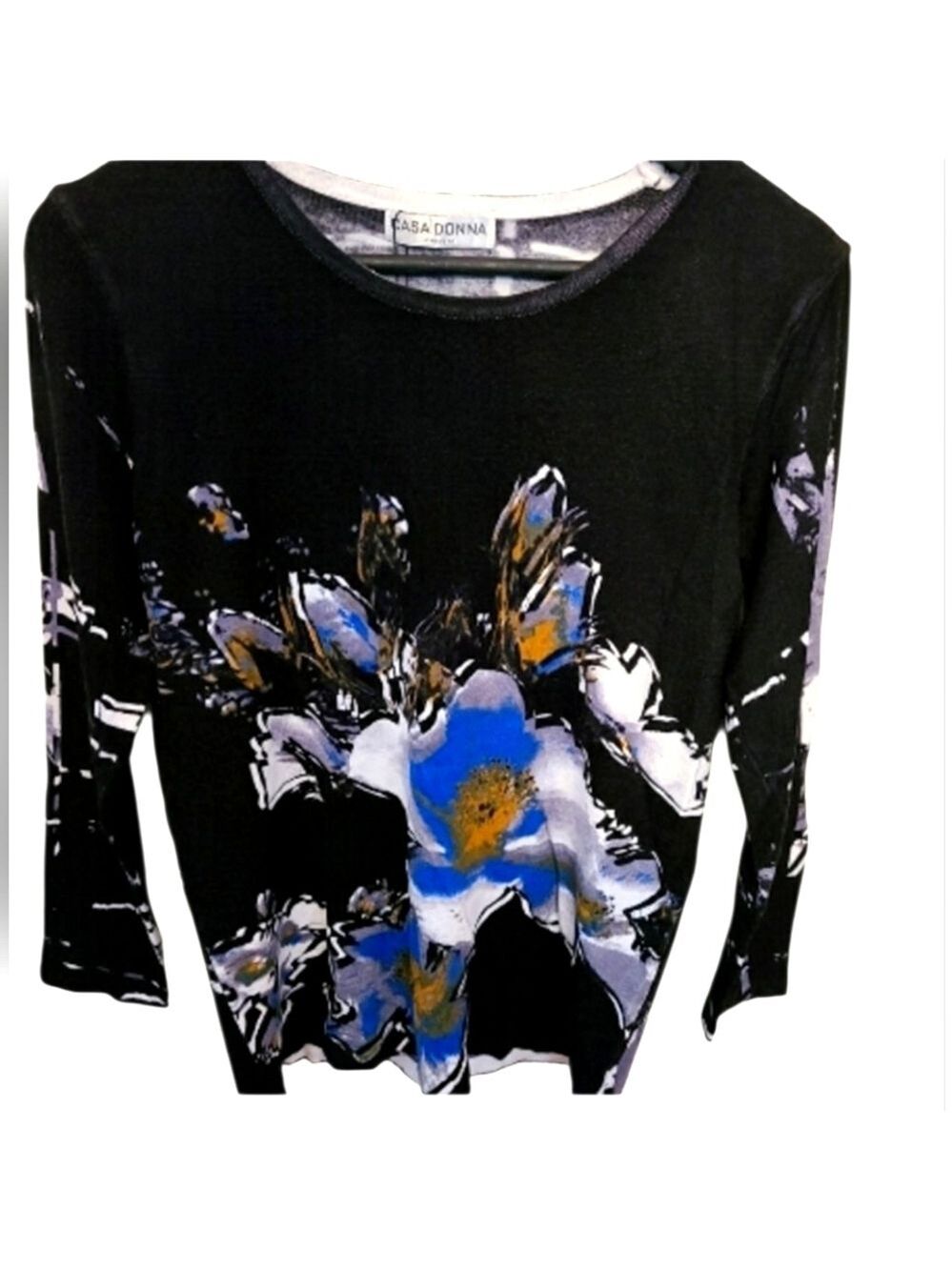 CASA DONNA Floral Design 3/4 Sleeve Sweater Size XL NWT